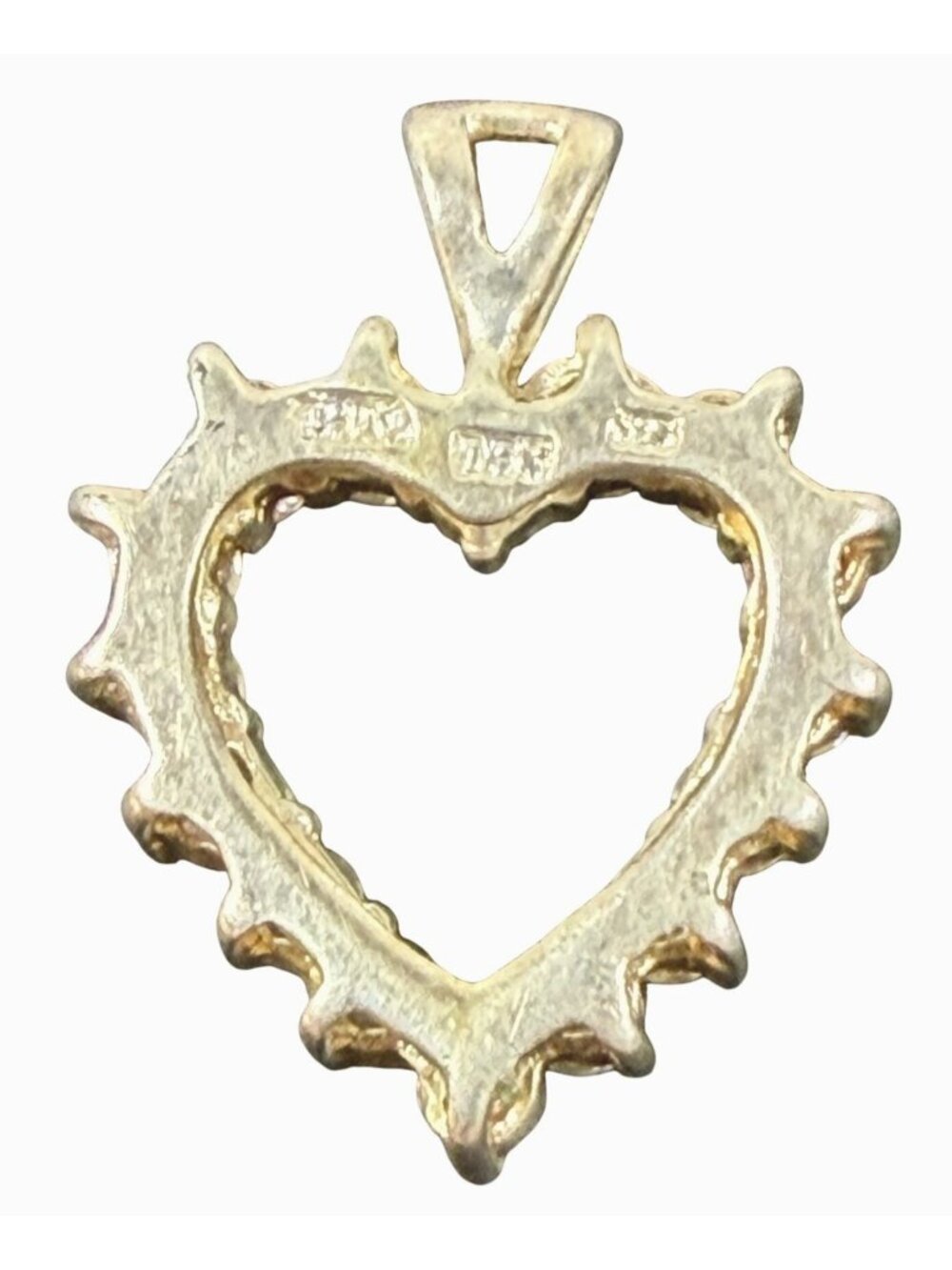 Vintage Beauty Signed 925 Silver Heart Pendant Sparkling Cubic Zirconia Stones - Picture 3 of 6